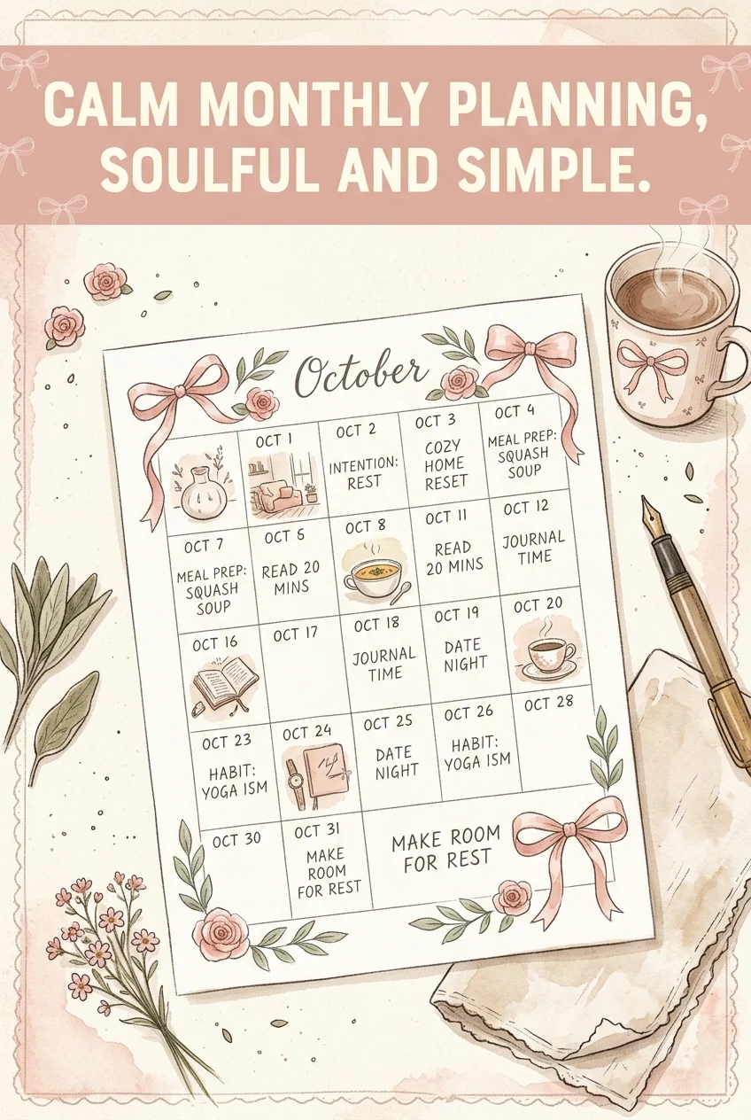 Blush Bow Calm Monthly-Pl