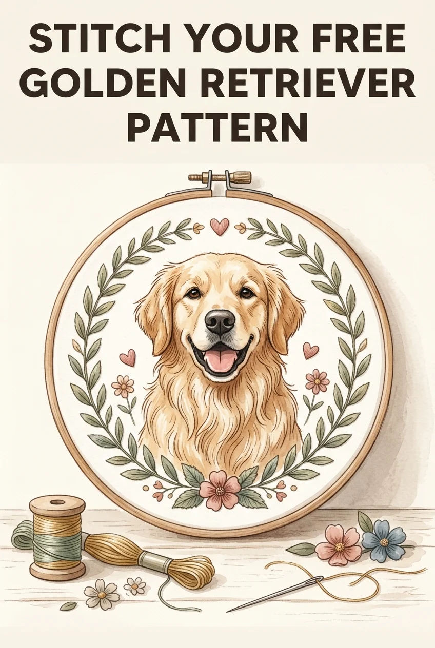 Free Golden Retriever Embroidery Pattern PDF—Stitch Joy Today