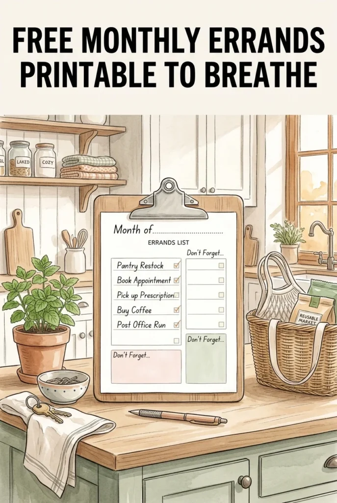 Free Monthly Errands Printable to Breathe
