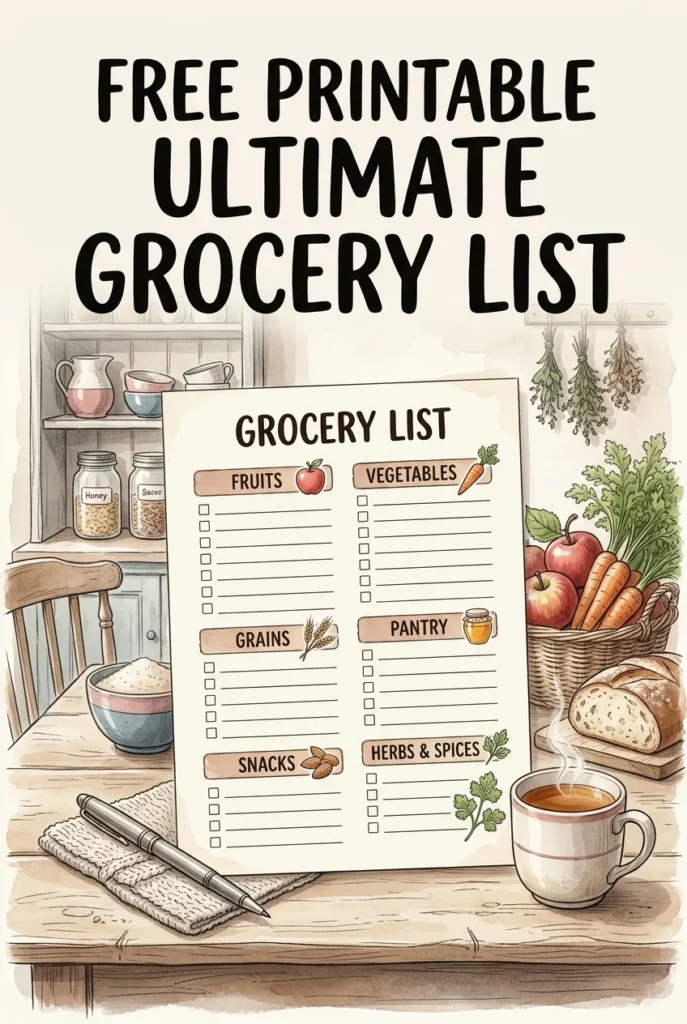 Free Printable Grocery List, Stress-Free