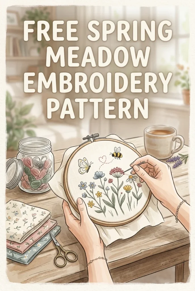Stitch a Happy Spring Meadow: Free Wildflower, Butterfly, Bee Embroidery PDF Pattern