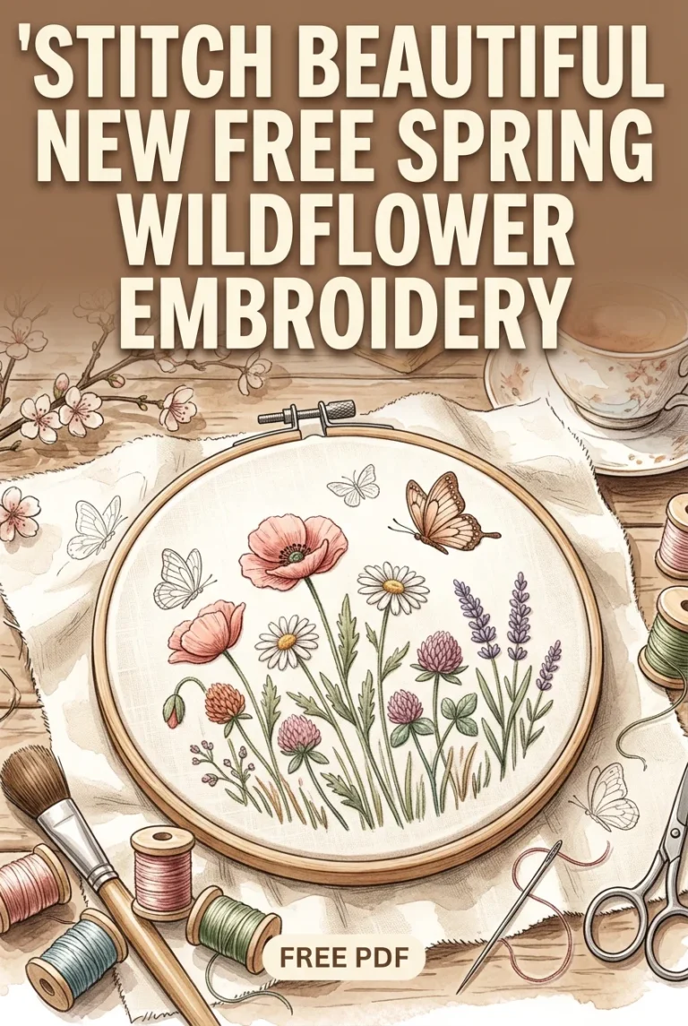 Stitch spring wildflowers and butterflies with this free PDF pattern